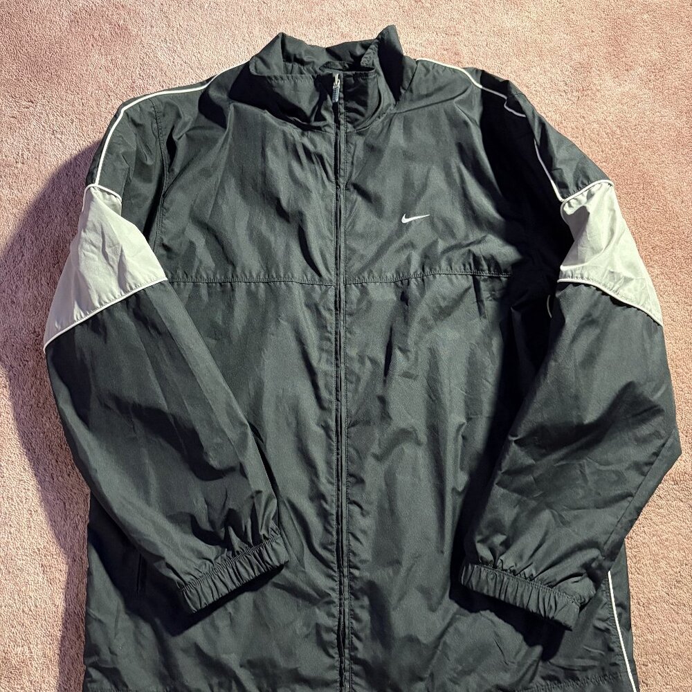 Nike Mens Black Grey Colorblock Full Zip Windbreaker Jacket Large